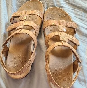 VIONIC "Amber" cork with gold flecks sandals 9